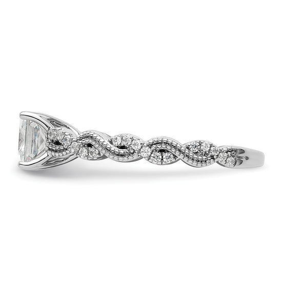 14k White Gold 1/5 carat Lab Grown Diamond VS/SI+ G+ 1 carat Center Princess Semi Mount Engagement Ring