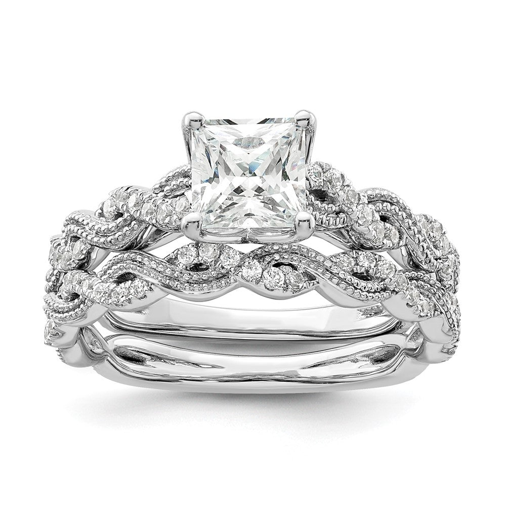 14k White Gold 1/5 carat Lab Grown Diamond VS/SI+ G+ 1 carat Center Princess Semi Mount Engagement Ring