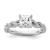 14k White Gold 1/5 carat Lab Grown Diamond VS/SI+ G+ 1 carat Center Princess Semi Mount Engagement Ring