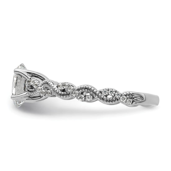 14k White Gold 1/5 carat Lab Grown Diamond VS/SI+ G+ 1 carat Center Oval Semi Mount Engagement Ring