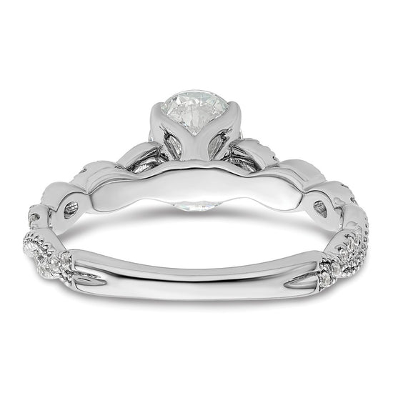 14k White Gold 1/5 carat Lab Grown Diamond VS/SI+ G+ 1 carat Center Oval Semi Mount Engagement Ring
