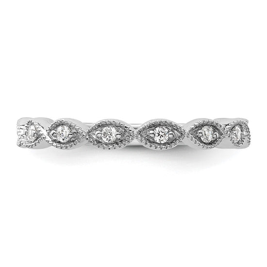 14k White Gold 1/6 carat Lab Grown Diamond VS/SI+ G+ Complete Wedding Band
