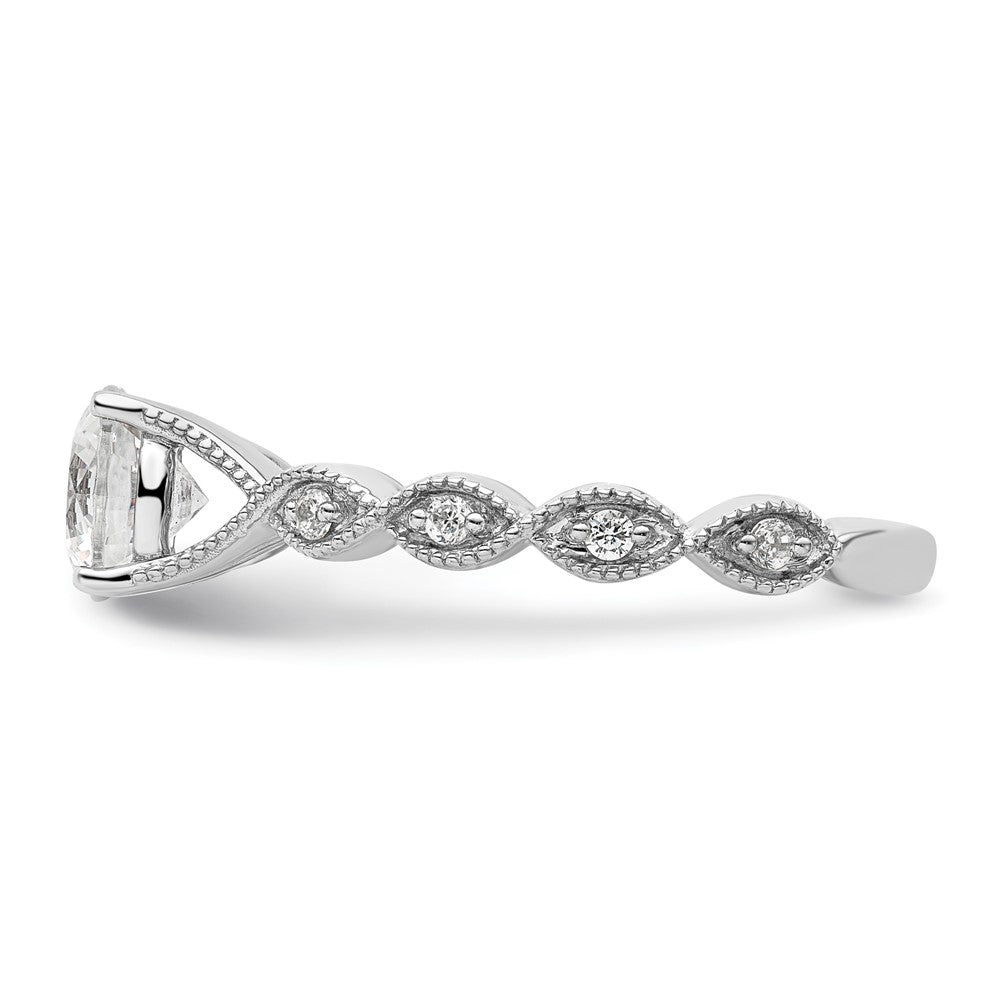 14k White Gold 1/8 carat Lab Grown Diamond VS/SI+ G+ 1 carat Center Round Semi Mount Engagement Ring