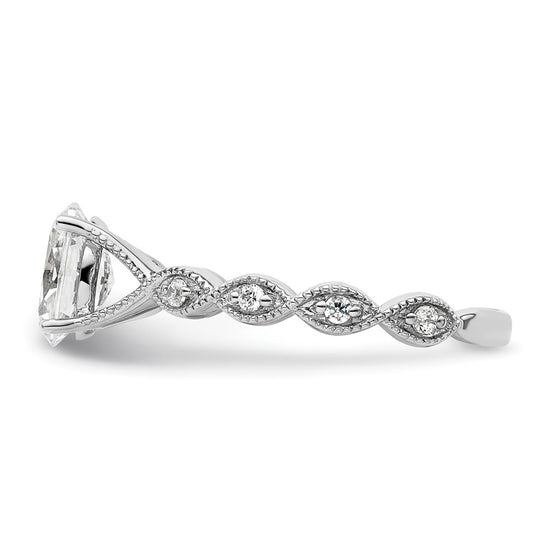 14k White Gold 1/8 carat Lab Grown Diamond VS/SI+ G+ 1 carat Center Oval Semi Mount Engagement Ring