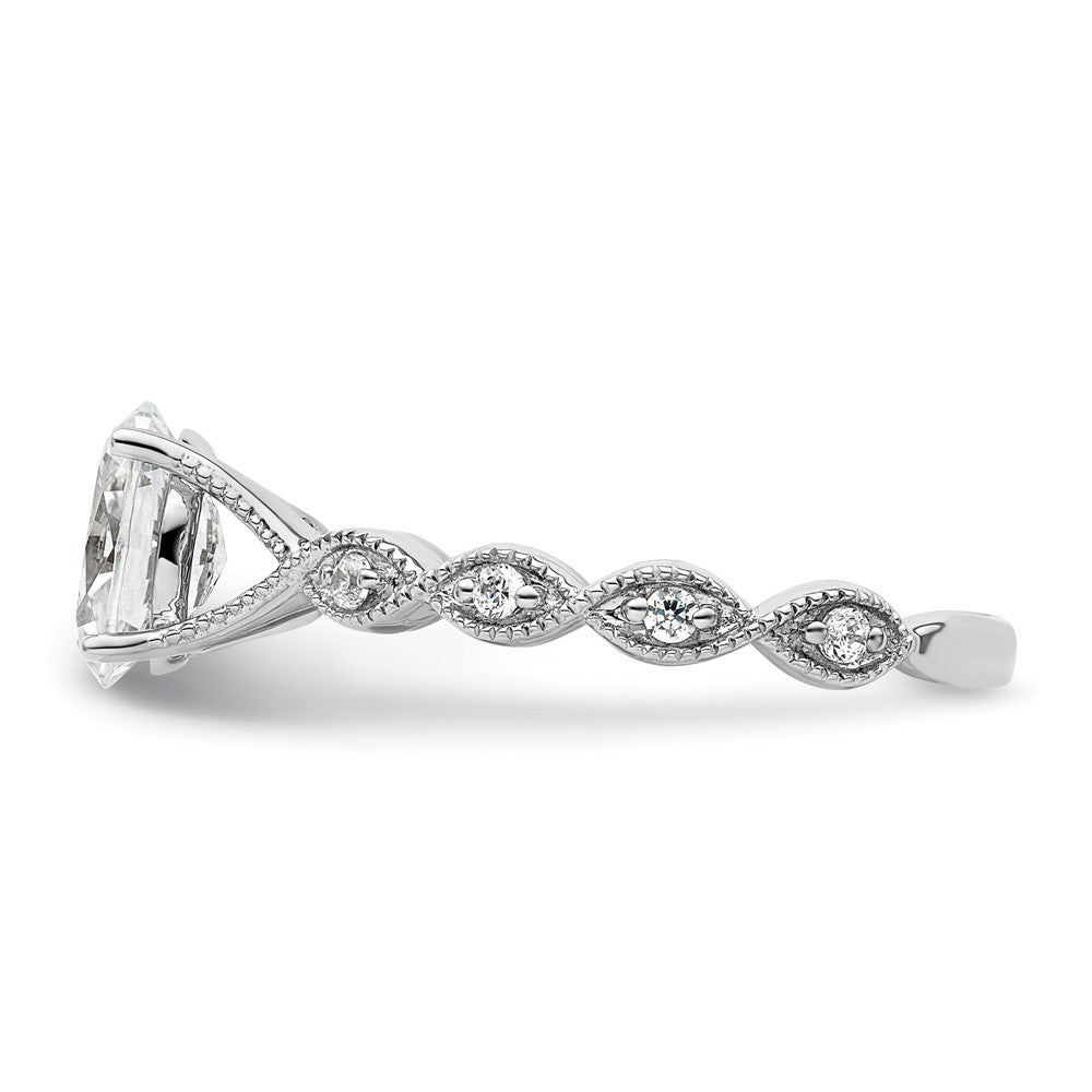 14k White Gold 1/8 carat Lab Grown Diamond VS/SI+ G+ 1 carat Center Oval Semi Mount Engagement Ring