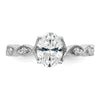 14k White Gold 1/8 carat Lab Grown Diamond VS/SI+ G+ 1 carat Center Oval Semi Mount Engagement Ring