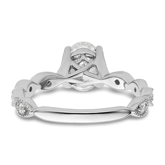 14k White Gold 1/8 carat Lab Grown Diamond VS/SI+ G+ 1 carat Center Oval Semi Mount Engagement Ring