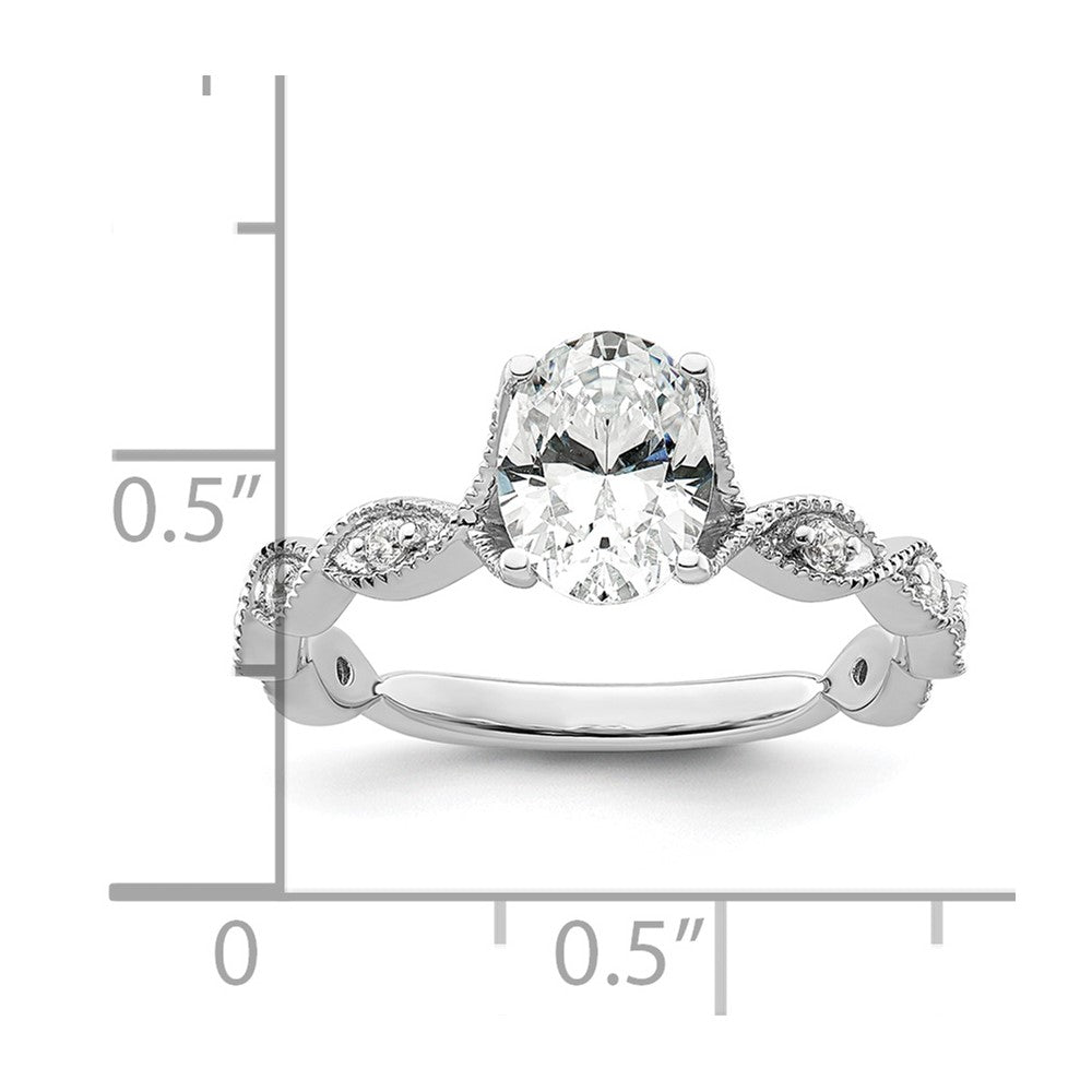 14k White Gold 1/8 carat Lab Grown Diamond VS/SI+ G+ 1 carat Center Oval Semi Mount Engagement Ring