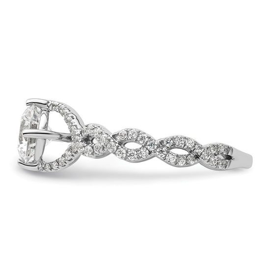 14k White Gold 1/2 carat Lab Grown Diamond VS/SI+ G+ 1 carat Center Round Semi Mount Engagement Ring