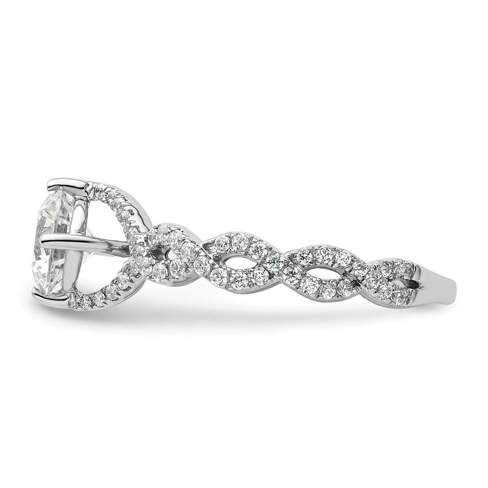 14k White Gold 1/2 carat Lab Grown Diamond VS/SI+ G+ 1 carat Center Round Semi Mount Engagement Ring