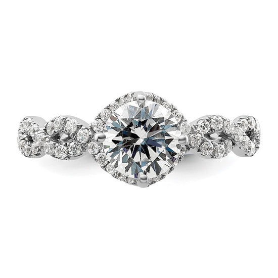 14k White Gold 1/2 carat Lab Grown Diamond VS/SI+ G+ 1 carat Center Round Semi Mount Engagement Ring
