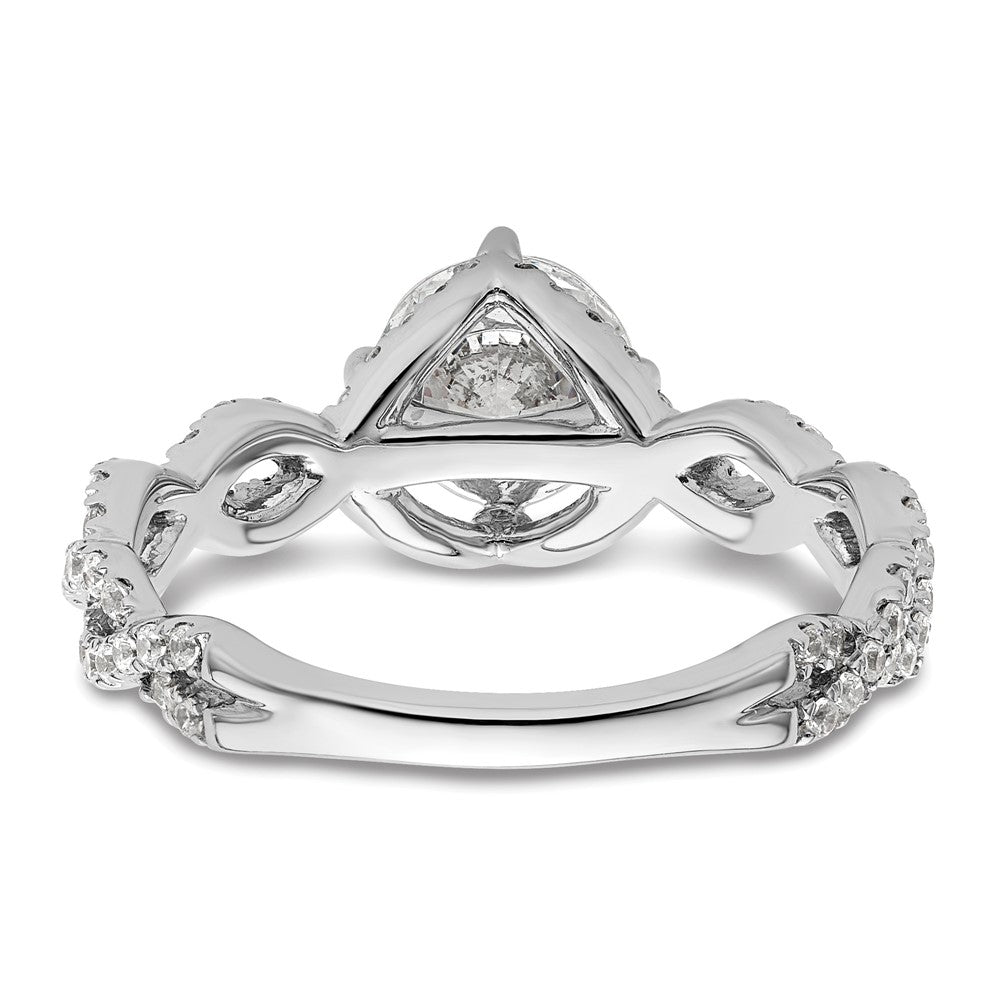 14k White Gold 1/2 carat Lab Grown Diamond VS/SI+ G+ 1 carat Center Round Semi Mount Engagement Ring