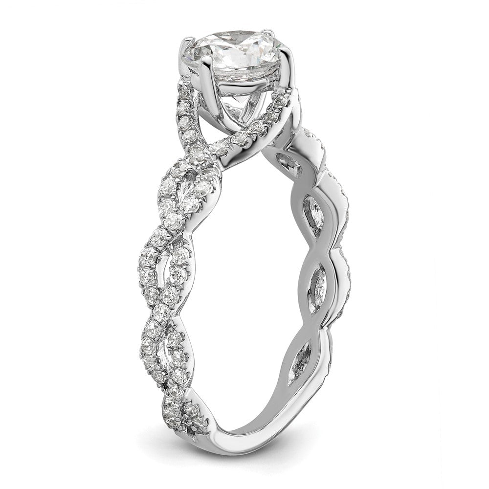 14k White Gold 1/2 carat Lab Grown Diamond VS/SI+ G+ 1 carat Center Round Semi Mount Engagement Ring