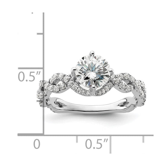 14k White Gold 1/2 carat Lab Grown Diamond VS/SI+ G+ 1 carat Center Round Semi Mount Engagement Ring