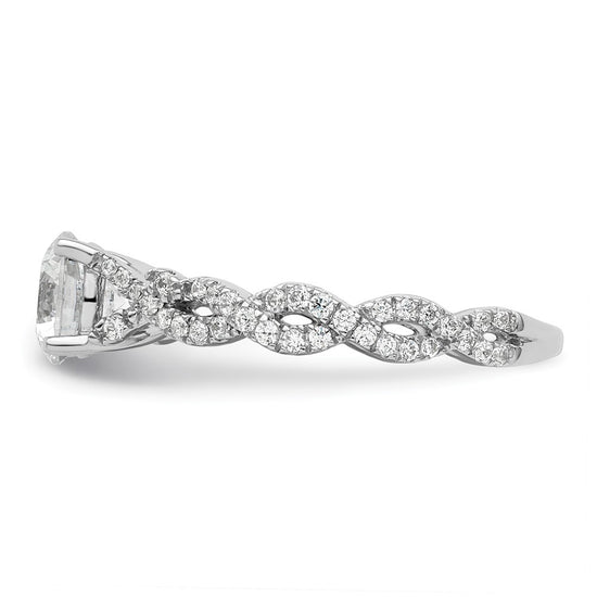 14k White Gold 3/8 carat Lab Grown Diamond VS/SI+ G+ 1 carat Center Semi Mount Engagement Ring