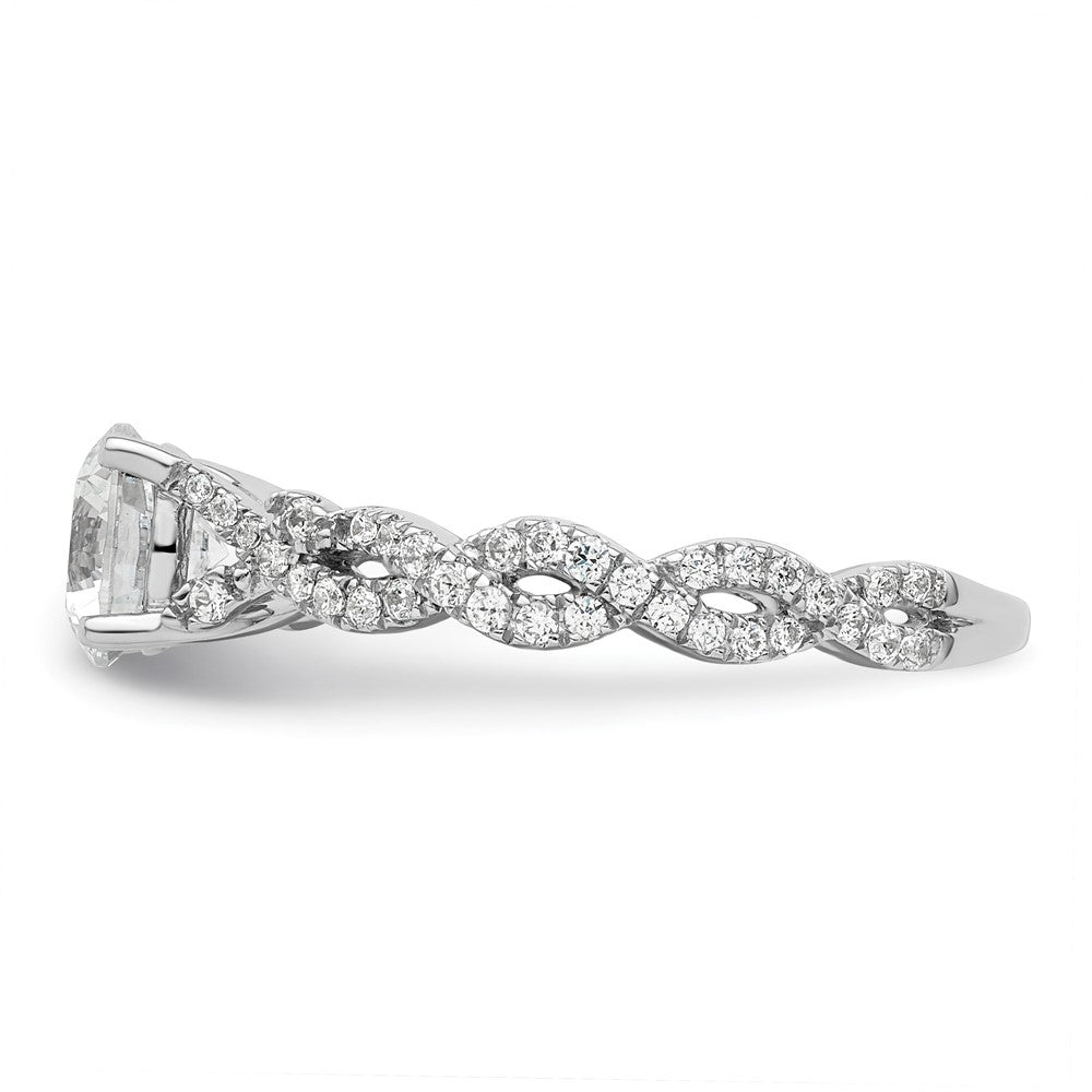 14k White Gold 3/8 carat Lab Grown Diamond VS/SI+ G+ 1 carat Center Semi Mount Engagement Ring