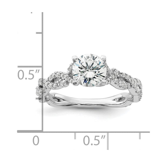 14k White Gold 3/8 carat Lab Grown Diamond VS/SI+ G+ 1 carat Center Semi Mount Engagement Ring
