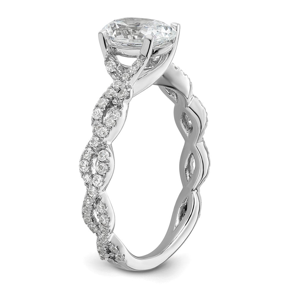 14k White Gold 3/8 carat Lab Grown Diamond VS/SI+ G+ 1 carat Center Oval Semi Mount Engagement Ring