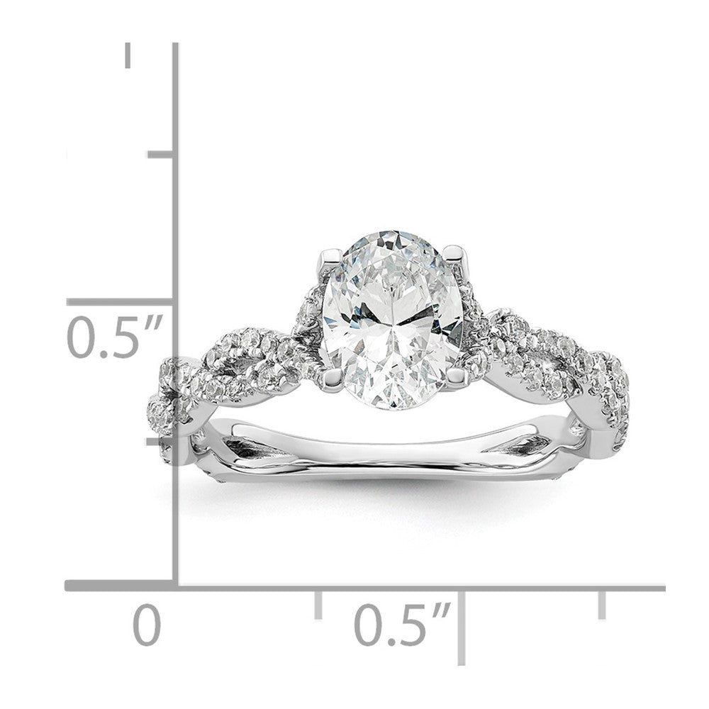 14k White Gold 3/8 carat Lab Grown Diamond VS/SI+ G+ 1 carat Center Oval Semi Mount Engagement Ring