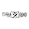 14k White Gold 3/8 carat Lab Grown Diamond VS/SI+ G+ 1 carat Center Cushion Semi Mount Engagement Ring