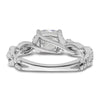 14k White Gold 3/8 carat Lab Grown Diamond VS/SI+ G+ 1 carat Center Cushion Semi Mount Engagement Ring