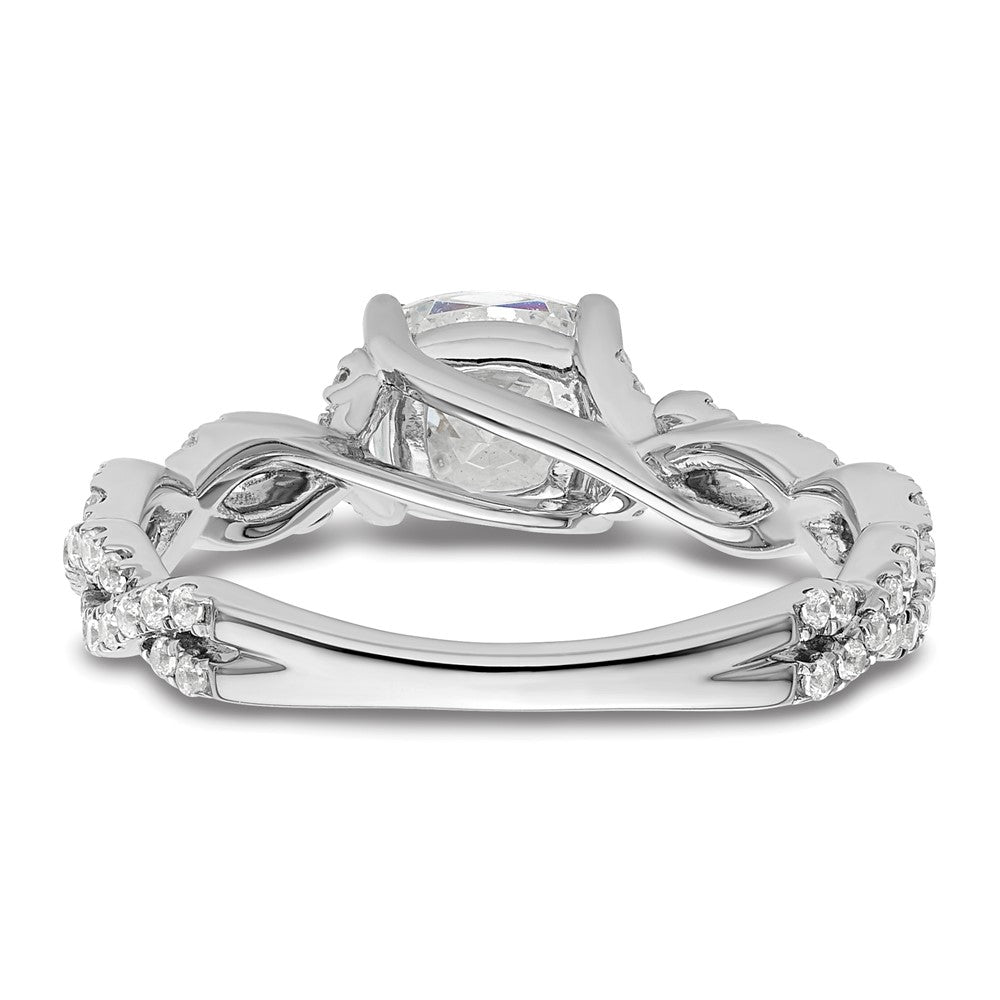 14k White Gold 3/8 carat Lab Grown Diamond VS/SI+ G+ 1 carat Center Cushion Semi Mount Engagement Ring
