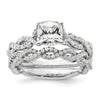 14k White Gold 3/8 carat Lab Grown Diamond VS/SI+ G+ 1 carat Center Cushion Semi Mount Engagement Ring