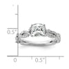 14k White Gold 3/8 carat Lab Grown Diamond VS/SI+ G+ 1 carat Center Cushion Semi Mount Engagement Ring