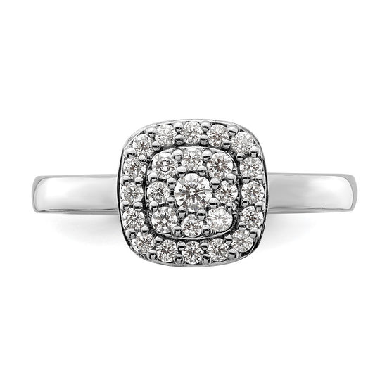 14k White Gold 3/8 carat Lab Grown Diamond VS/SI+ G+ Complete Square Halo Ring