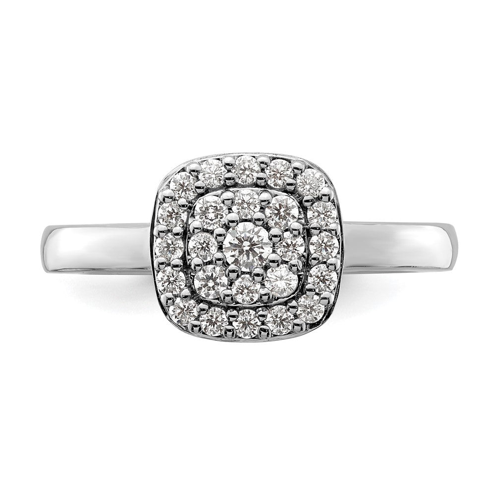 14k White Gold 3/8 carat Lab Grown Diamond VS/SI+ G+ Complete Square Halo Ring