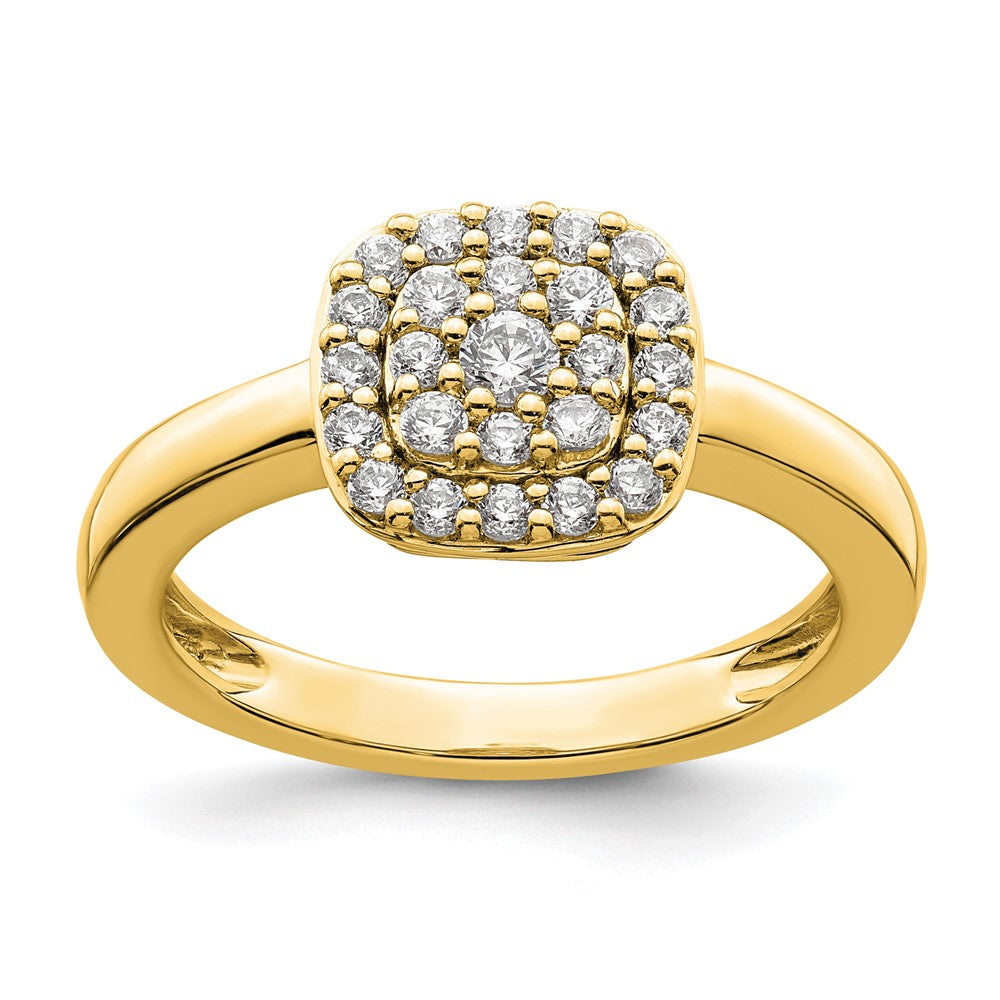 14k 3/8 carat Lab Grown Diamond VS/SI+ G+ Complete Square Halo Ring