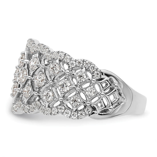 14k White Gold 1 carat Lab Grown Diamond VS/SI+ G+ Complete Fashion Ring