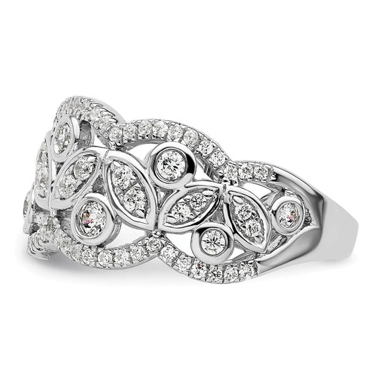 14k White Gold 7/8 carat Lab Grown Diamond VS/SI+ G+ Complete Fashion Ring