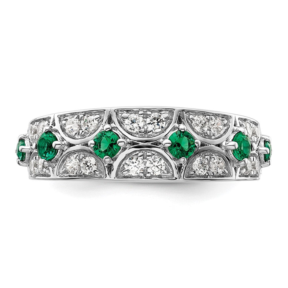 14k White Gold 1/2 carat Lab Grown Diamond VS/SI+ G+ and Lab Created Emerald Complete Ring