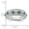 14k White Gold 1/2 carat Lab Grown Diamond VS/SI+ G+ and Lab Created Emerald Complete Ring