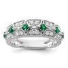 14k White Gold 1/2 carat Lab Grown Diamond VS/SI+ G+ and Lab Created Emerald Complete Ring