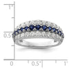 14k White Gold 7/8 carat Lab Grown Diamond VS/SI+ G+ and Lab Created Blue Sapphire Complete Fashion Ring