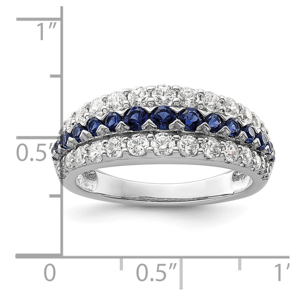 14k White Gold 7/8 carat Lab Grown Diamond VS/SI+ G+ and Lab Created Blue Sapphire Complete Fashion Ring