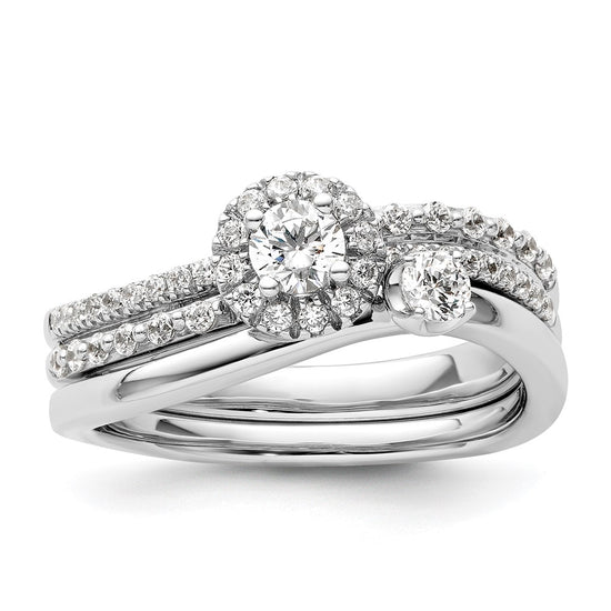 Two Promises 14k White Gold 1/2 carat Lab Grown Diamond VS/SI+ G+ Complete Halo Engagement Ring