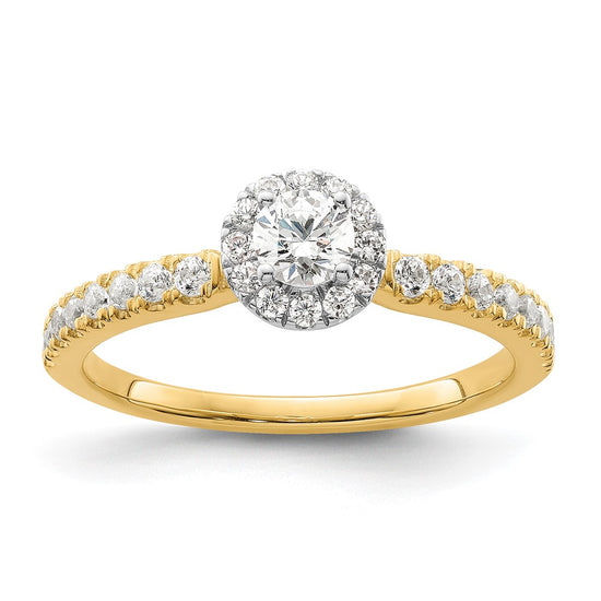 Two Promises 14k Two-tone 5/8 carat Lab Grown Diamond VS/SI+ G+ Complete Petite Halo Engagement Ring