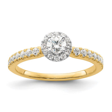 Two Promises 14k Two-tone 5/8 carat Lab Grown Diamond VS/SI+ G+ Complete Petite Halo Engagement Ring