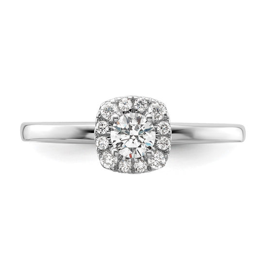 Two Promises 14k White Gold 3/8 carat Lab Grown Diamond VS/SI+ G+ Complete Petite Halo Engagement Ring