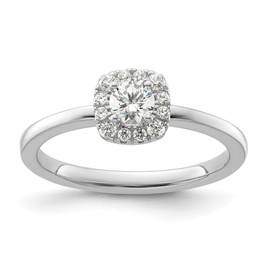 Two Promises 14k White Gold 3/8 carat Lab Grown Diamond VS/SI+ G+ Complete Petite Halo Engagement Ring