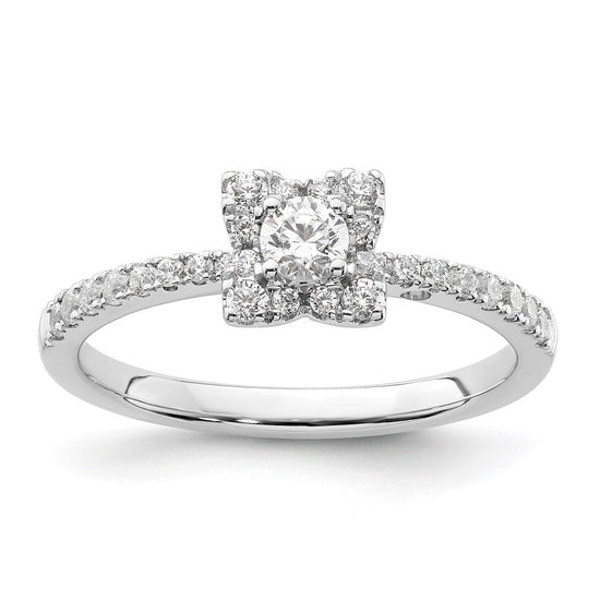Two Promises 14k White Gold 3/8 carat Lab Grown Diamond VS/SI+ G+ Complete Halo Engagement Ring