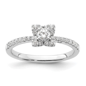 Two Promises 14k White Gold 3/8 carat Lab Grown Diamond VS/SI+ G+ Complete Halo Engagement Ring
