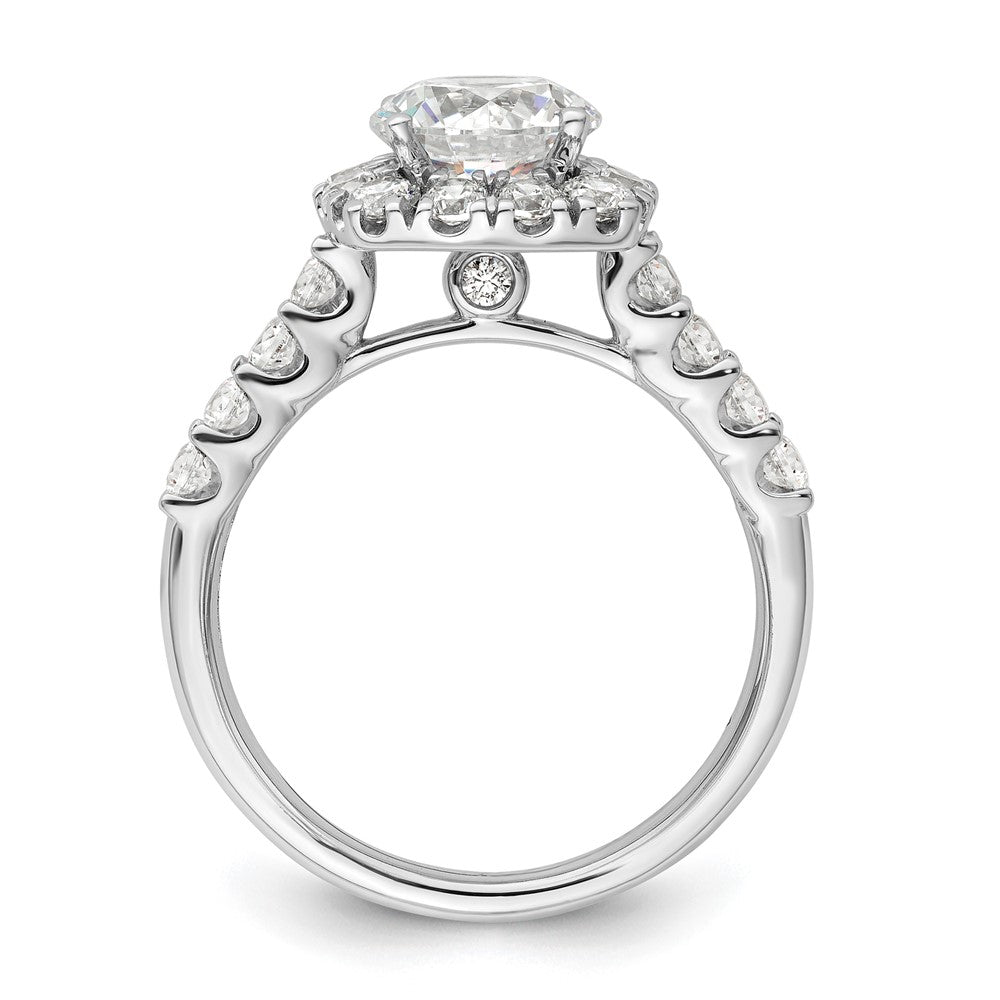 14k White Gold 1 carat Lab Grown Diamond VS/SI+ G+ 1 1/2 carat Center Round Semi Mount Halo Engagement Ring