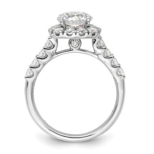 14k White Gold 1 carat Lab Grown Diamond VS/SI+ G+ 1 1/2 carat Center Round Semi Mount Halo Engagement Ring