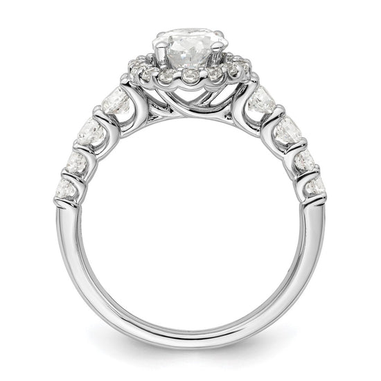 14k White Gold 7/8 carat Lab Grown Diamond VS/SI+ G+ 1 carat Center Oval Semi Mount Engagement Ring
