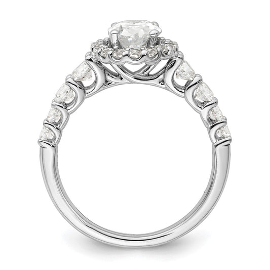 14k White Gold 7/8 carat Lab Grown Diamond VS/SI+ G+ 1 carat Center Oval Semi Mount Engagement Ring