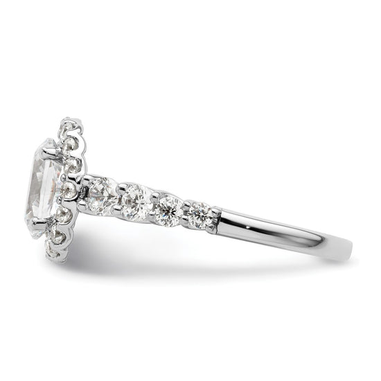 14k White Gold 7/8 carat Lab Grown Diamond VS/SI+ G+ 1 carat Center Oval Semi Mount Engagement Ring